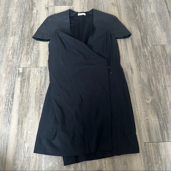 Helmut Lang Dresses & Skirts - Helmut Lang Lambskin Detail Mini Cap Sleeve Dress